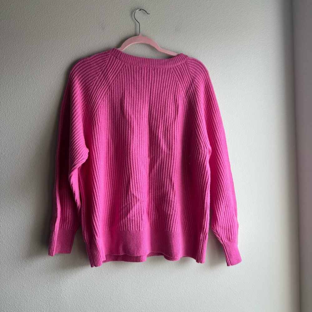 J. Crew Pink Ribbed Cashmere Sweater Preppy size medium - Picture 6 of 6